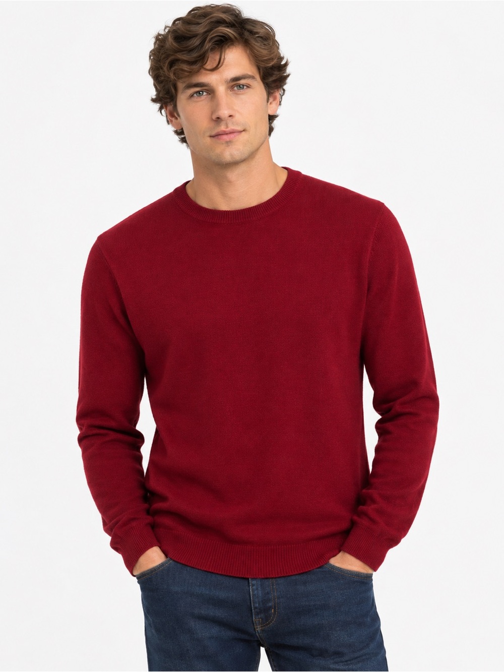 Club Room Luxury 100% Cashmere Sweater Men's MED Red 2-Ply Crew Neck Preppy